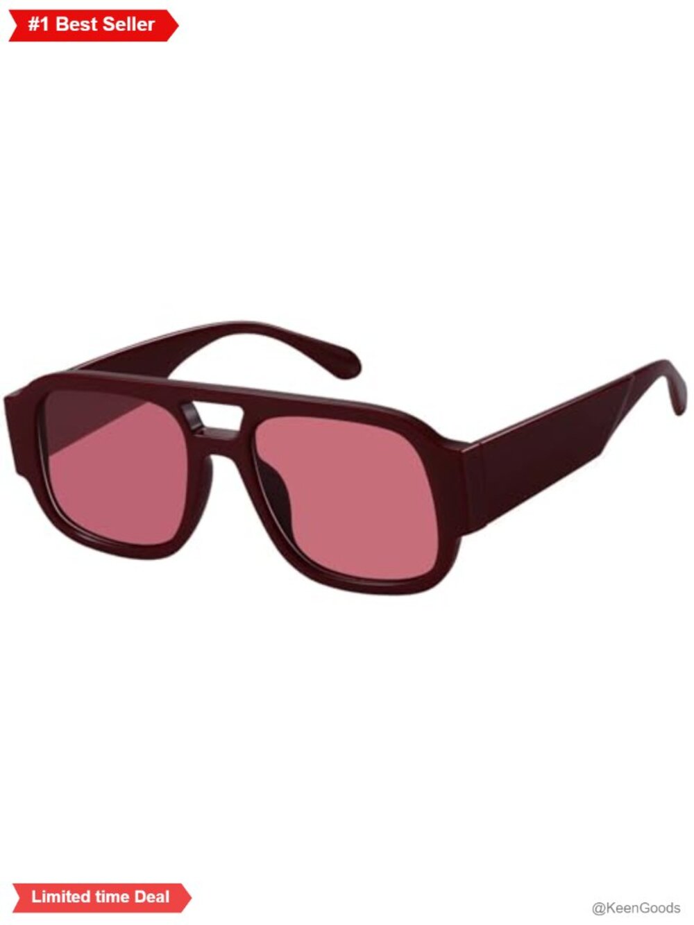 Retro Oversized Aviator Sunglasses Square Double Bridge UV400